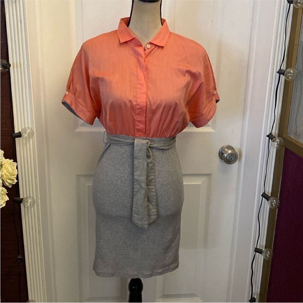 Brunello Cucinelli Coral/ gray  Button-Up dress, S